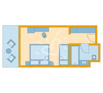 Zimmerskizze Djerba Doppel-/Dreibettzimmer im Haupthaus Meerblick