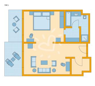 Zimmerskizze Djerba Suite im Haupthaus Typ 1