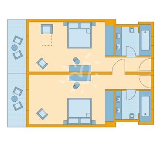 Zimmerskizze Djerba Bahiya Family Double Room Superior Quintuple Use