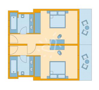 Zimmerskizze Djerba Bahiya Family Double Room Sea View Connecting Door