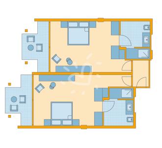 Zimmerskizze Cyprus Family Double Room Superior Sea View Connecting Door Flur