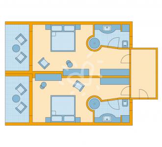 Zimmerskizze Cala Serena Family Double Room Classic Connecting Corridor
